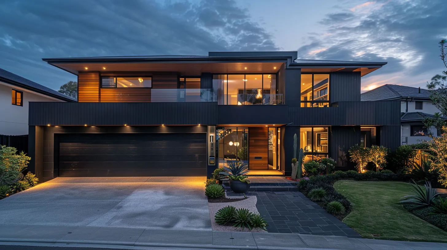 Saleh Homes luxury custom home in Bayside Melbourne at twilight — licensed builder Melbourne